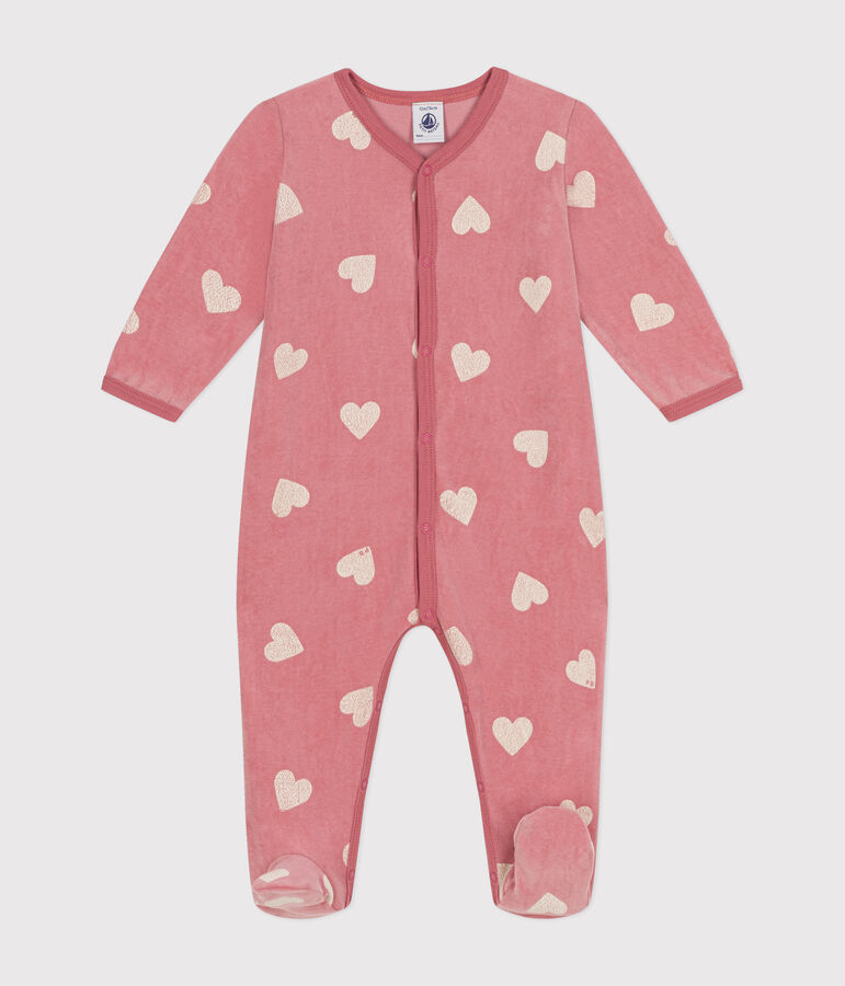 Pyjama b&eacute;b&eacute; en velours imprim&eacute; motif c&oelig;urs rose ROSEWOOD/ MARSHMALLOW