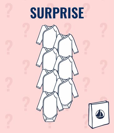 Lot surprise de 7 bodies naissance manches longues bébé fille (Petit Bateau) - Image 1