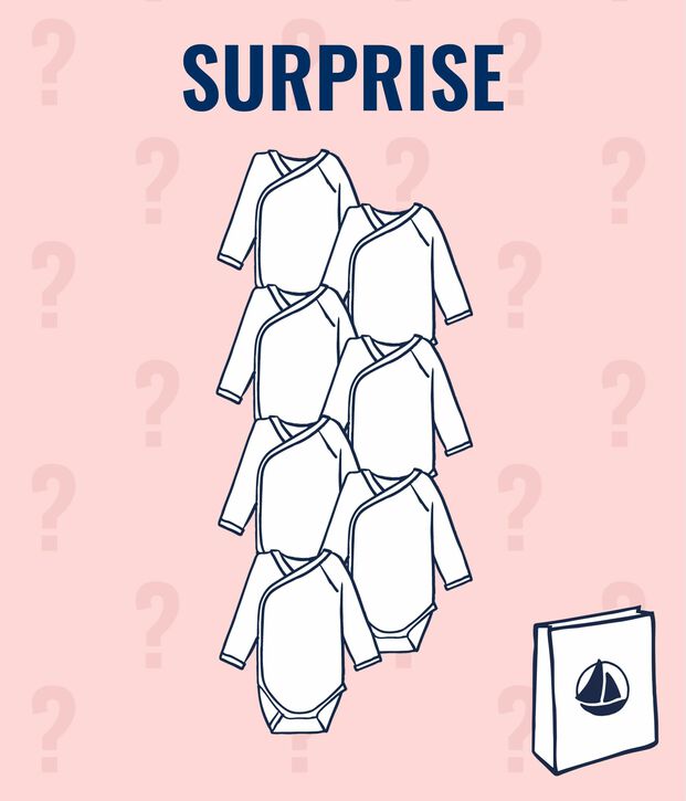 Lot surprise de 7 bodies naissance manches longues b&eacute;b&eacute; fille multicouleur