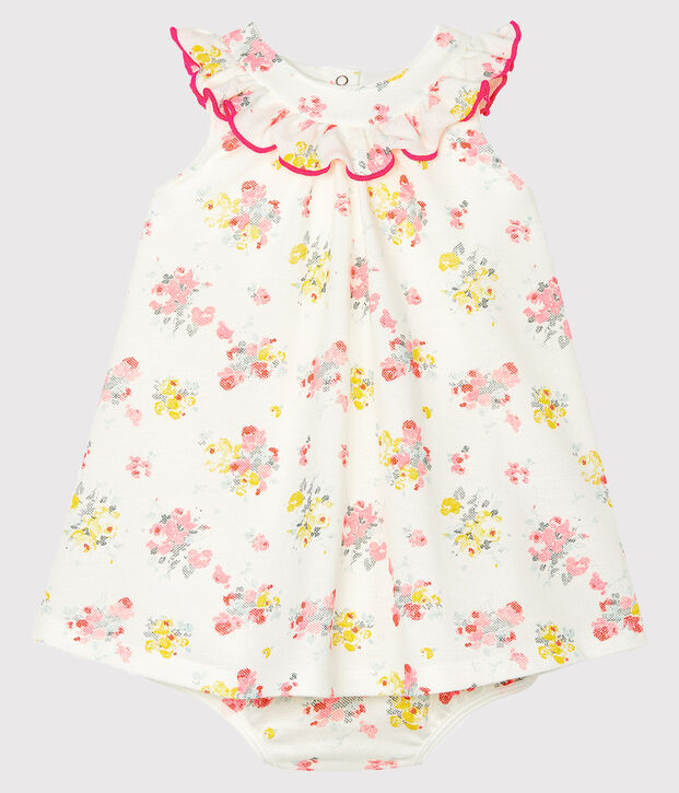 Robe et bloomer b&eacute;b&eacute; fille imprim&eacute;s blanc/multicouleur