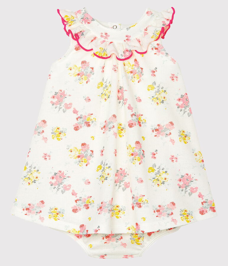 Robe et bloomer b&eacute;b&eacute; fille imprim&eacute;s blanc/multicouleur