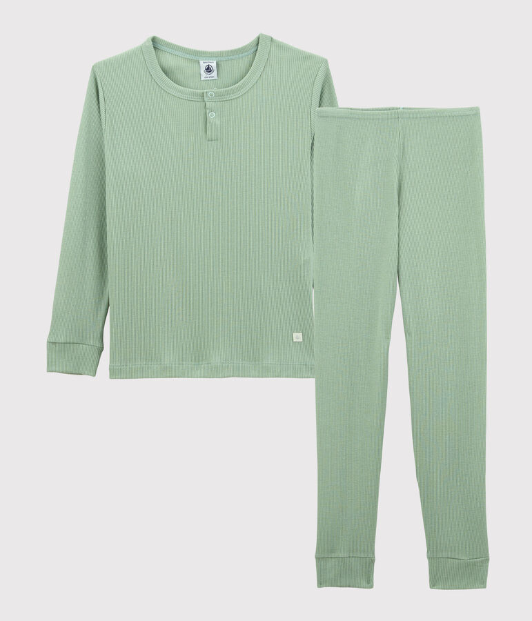 Pyjama uni en coton lyocell enfant vert
