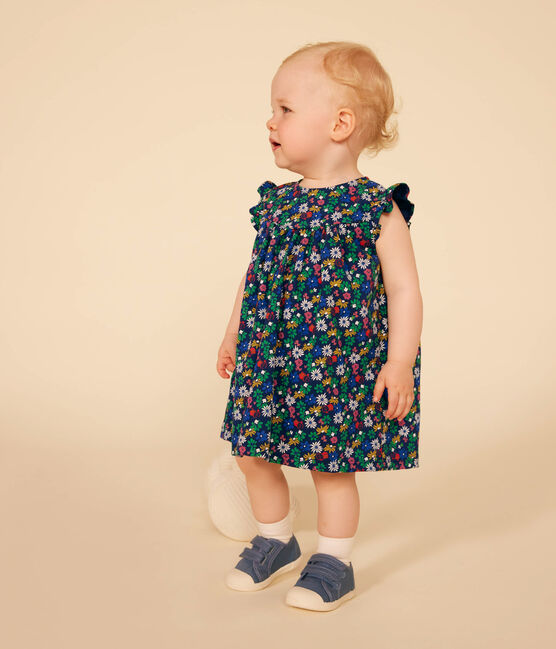 Robe sans manche en jersey léger bébé bleu MEDIEVAL/blanc MULTICO
