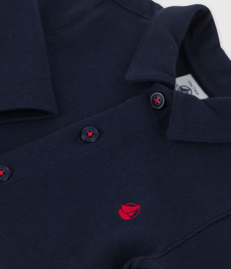 Combinaison longue en jersey &eacute;pais bio b&eacute;b&eacute; bleu SMOKING