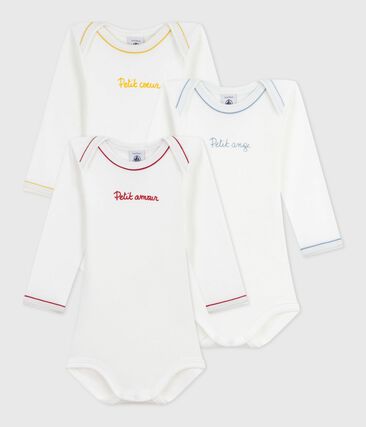 Lot de bodies manches longues en coton messages bébé
