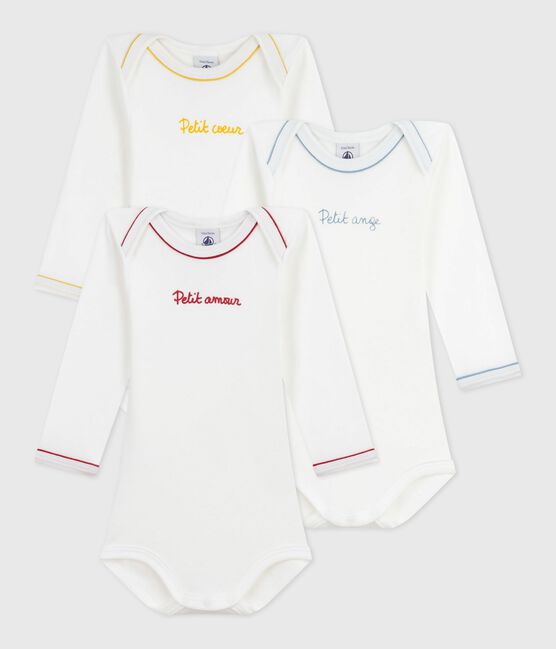 Lot de bodies manches longues en coton messages bébé variante 1