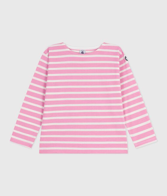 Marinière enfant en coton rose BOUDOIR/ MILK