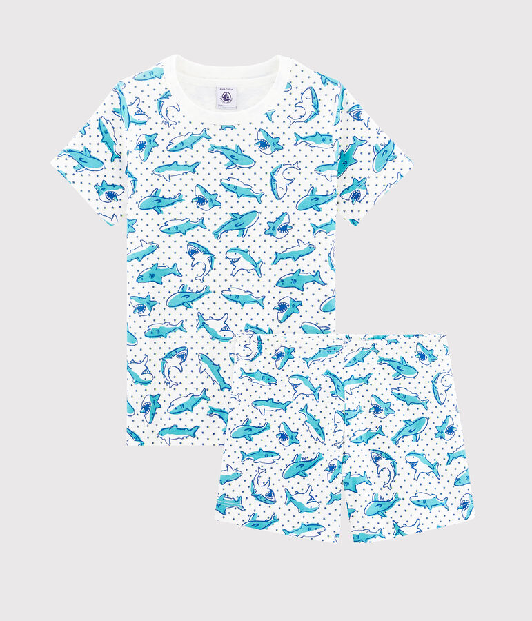 Pyjacourt petit gar&ccedil;on en c&ocirc;te blanc MARSHMALLOW/blanc MULTICO