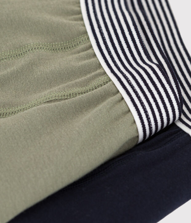 Lot de 2 boxers unis en coton et &eacute;lasthanne petit gar&ccedil;on multicouleur