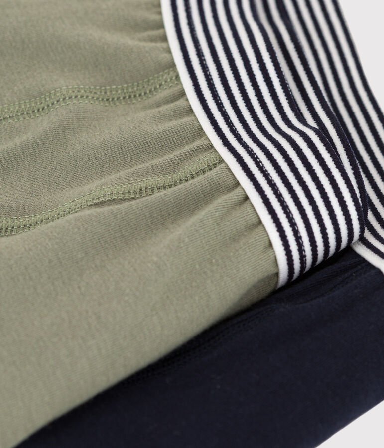 Lot de 2 boxers unis en coton et &eacute;lasthanne petit gar&ccedil;on variante 1