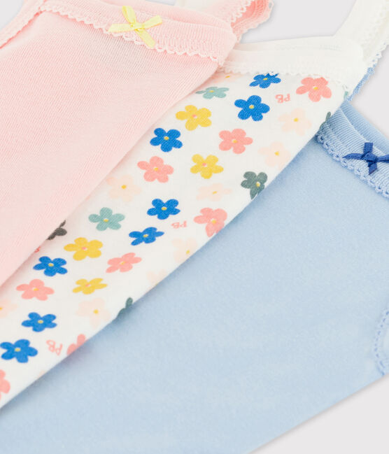 Lot de 3 bodies fleuris bretelles bébé en coton variante 1