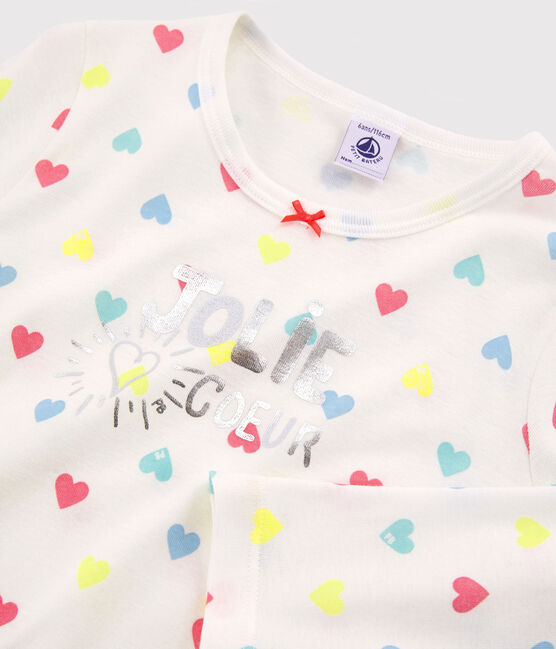 Pyjama petite fille en côte blanc MARSHMALLOW/blanc MULTICO