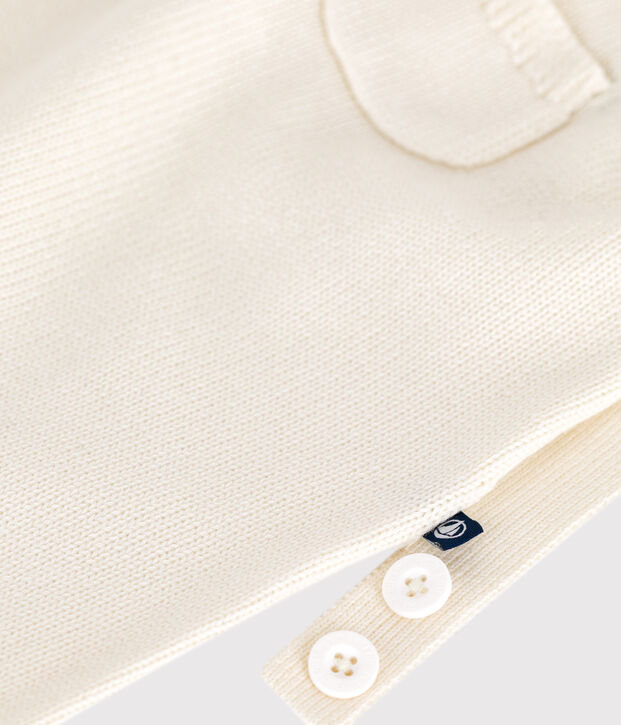 Salopette b&eacute;b&eacute; unie en tricot laine et coton blanc