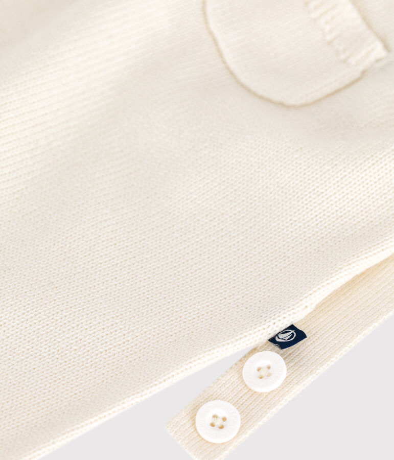 Salopette b&eacute;b&eacute; unie en tricot laine et coton blanc MARSHMALLOW