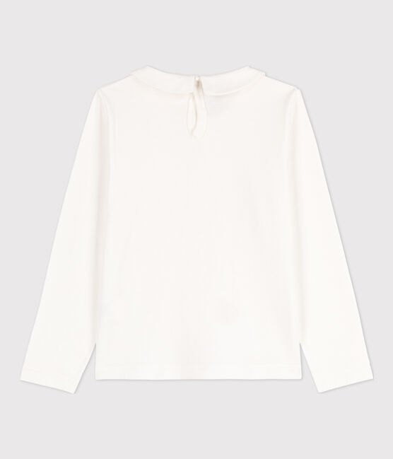 Tee-shirt manches longues coton  enfant fille blanc MARSHMALLOW