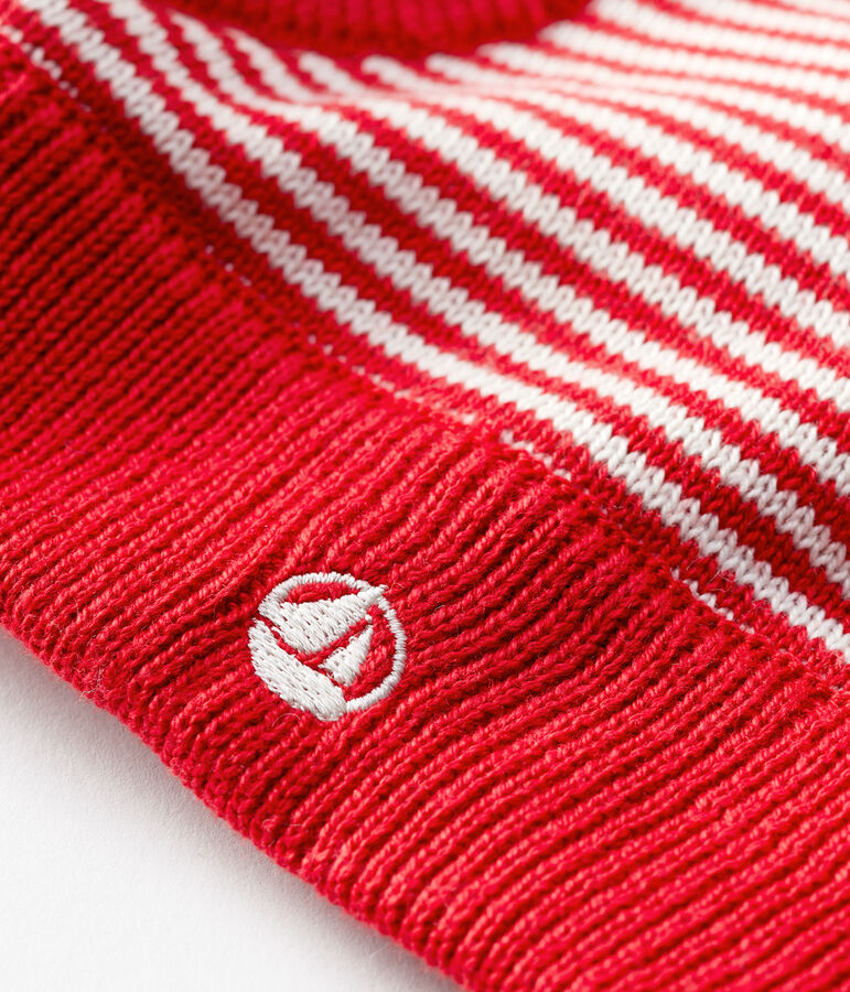 Cagoule b&eacute;b&eacute; &agrave; rayures rouge/blanc