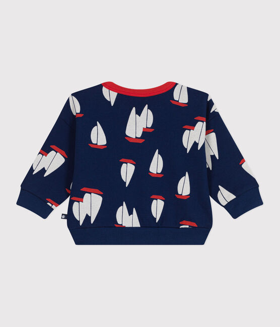Sweat bébé en coton, imprimé bateaux grande échelle bleu MEDIEVAL/blanc MULTICO
