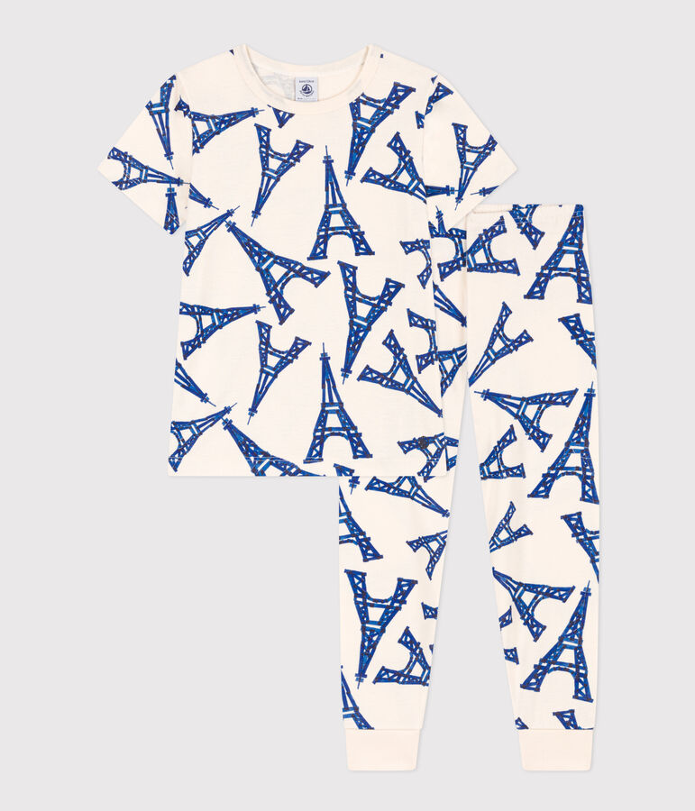 Pyjama manches courtes en coton enfant blanc AVALANCHE/ MULTICO