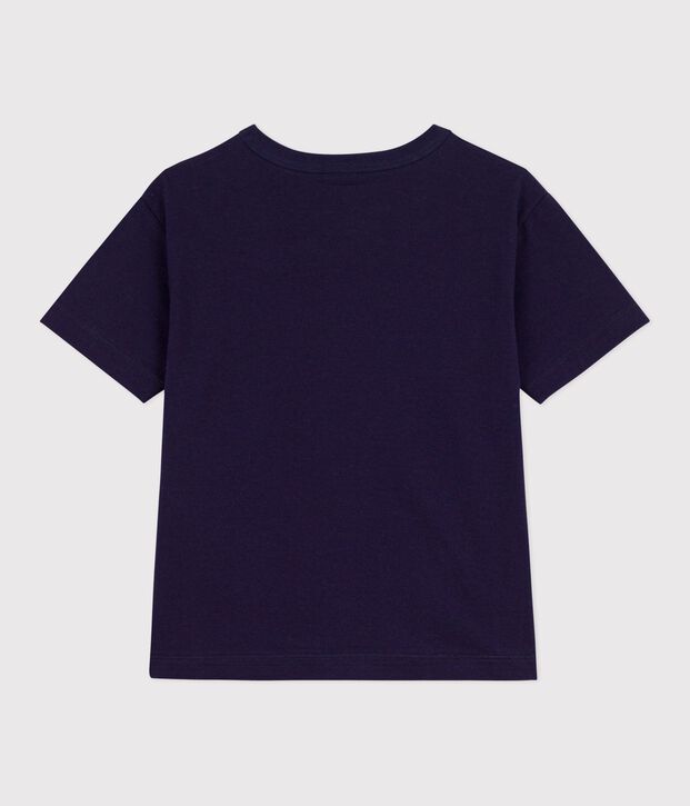 Tee-shirt enfant manches courtes en coton bleu marine