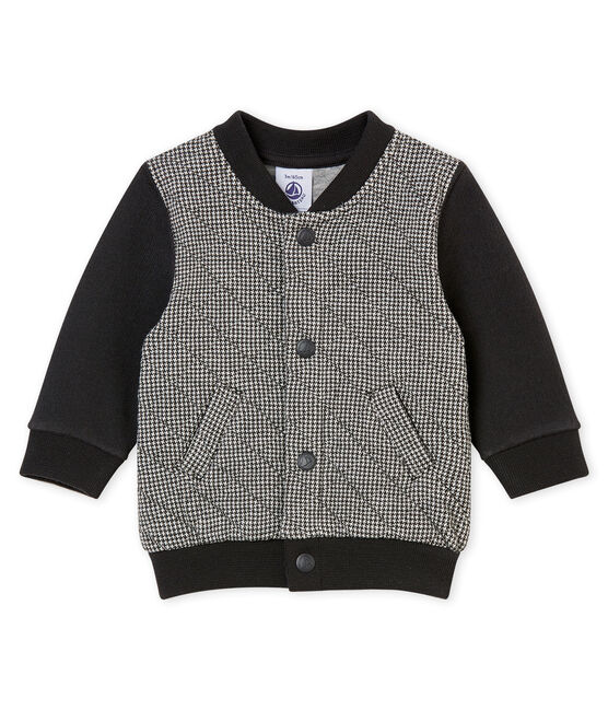 Cardigan bébé garçon en tubique pied-de-poule gris CAPECOD/blanc MARSHMALLOW