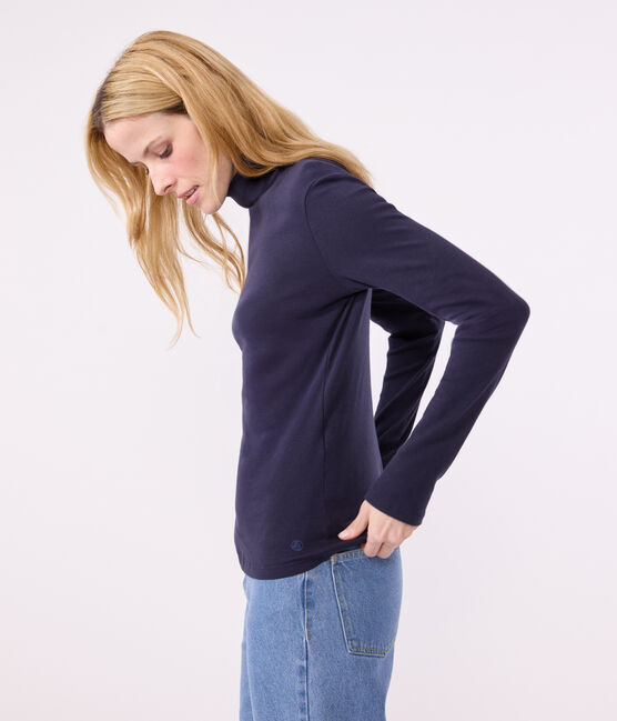 Tee-shirt l'Iconique Col roulé en coton femme bleu SMOKING