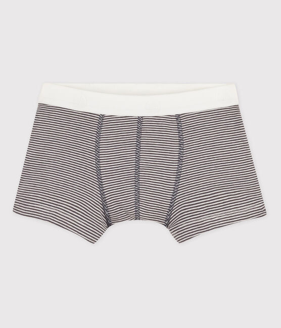 Boxer petit garçon en coton gris MAKI/blanc MARSHMALLOW