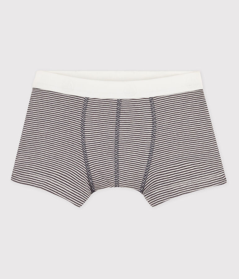 Boxer petit gar&ccedil;on en coton gris MAKI/blanc MARSHMALLOW