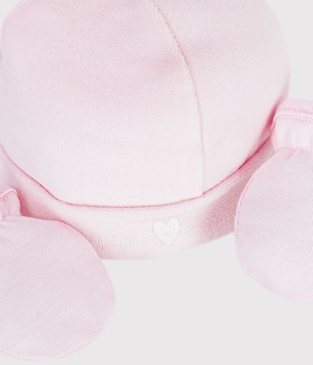 Lot de bonnet et moufles b&eacute;b&eacute; uni multicouleur