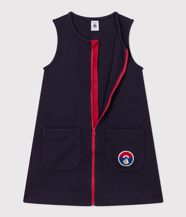 Robe sans manches en coton enfant fille bleu marine