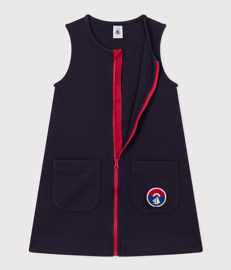 Robe sans manches en coton enfant fille bleu