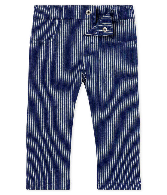 Pantalon en maille rayée bébé garçon bleu SMOKING/blanc MARSHMALLOW
