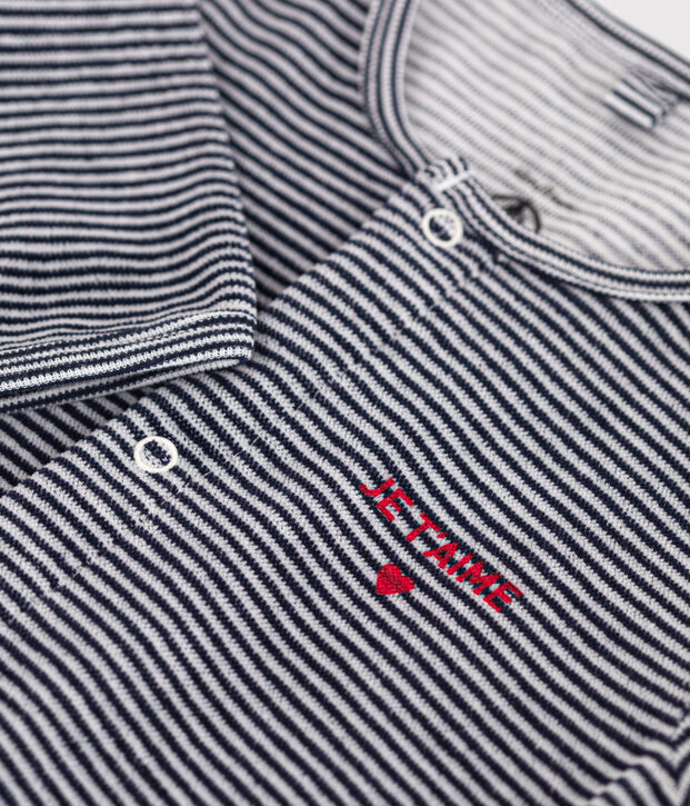 Pyjama en velours b&eacute;b&eacute; bleu/blanc