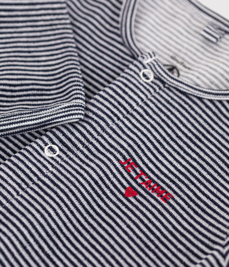 Pyjama en velours b&eacute;b&eacute; bleu SMOKING/blanc MARSHMALLOW