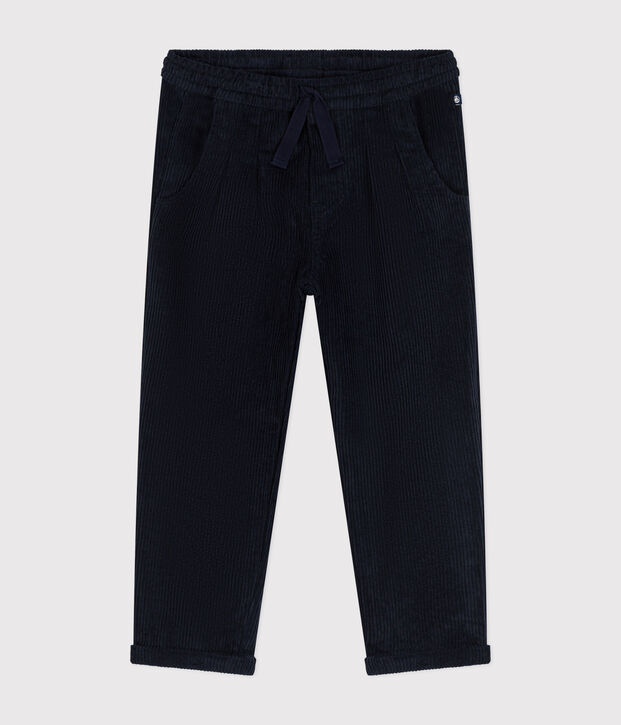 Pantalon en velours c&ocirc;tel&eacute; enfant gar&ccedil;on bleu marine