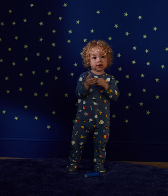 Pyjama en molleton gratté imprimé espace bébé bleu BEACH/ MULTICO