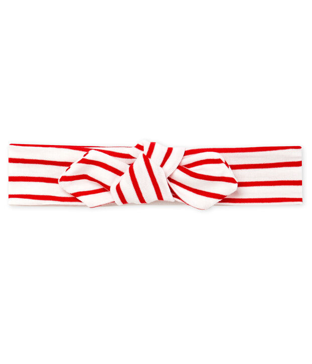 Bandeau b&eacute;b&eacute; fille ray&eacute; blanc/rouge
