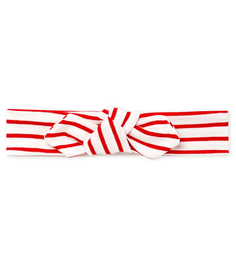 Bandeau b&eacute;b&eacute; fille ray&eacute; blanc MARSHMALLOW/rouge TERKUIT