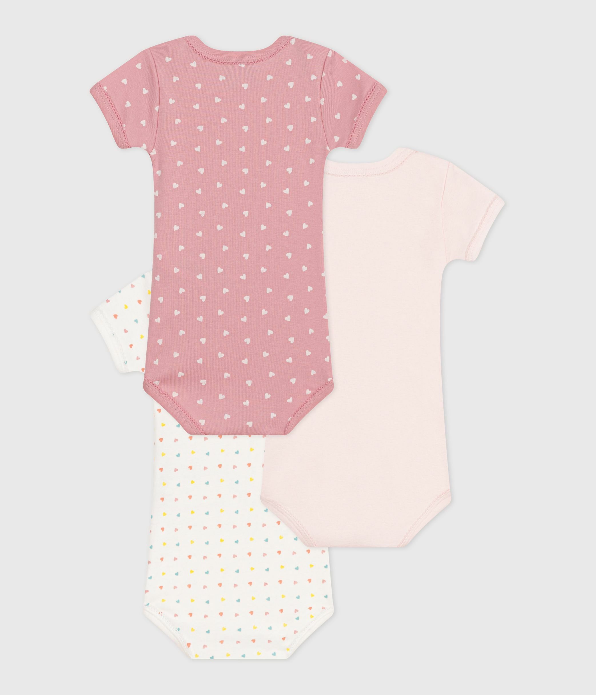 Lot De 3 Bodies Manches Longues Petit Bateau - Coton Imprimé Cœurs - Bébé Garçon/fille - 11