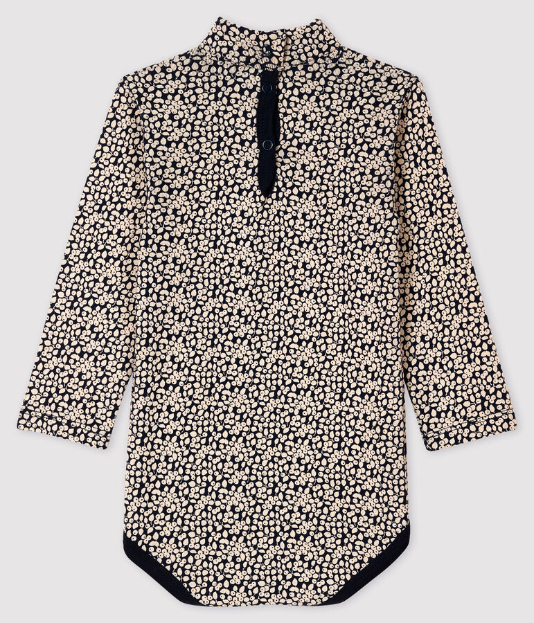 Body manches longues b&eacute;b&eacute; col roul&eacute; bleu SMOKING/blanc MARSHMALLOW