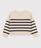 Pull rayé en laine et coton enfant fille / garçon blanc AVALANCHE/bleu SMOKING