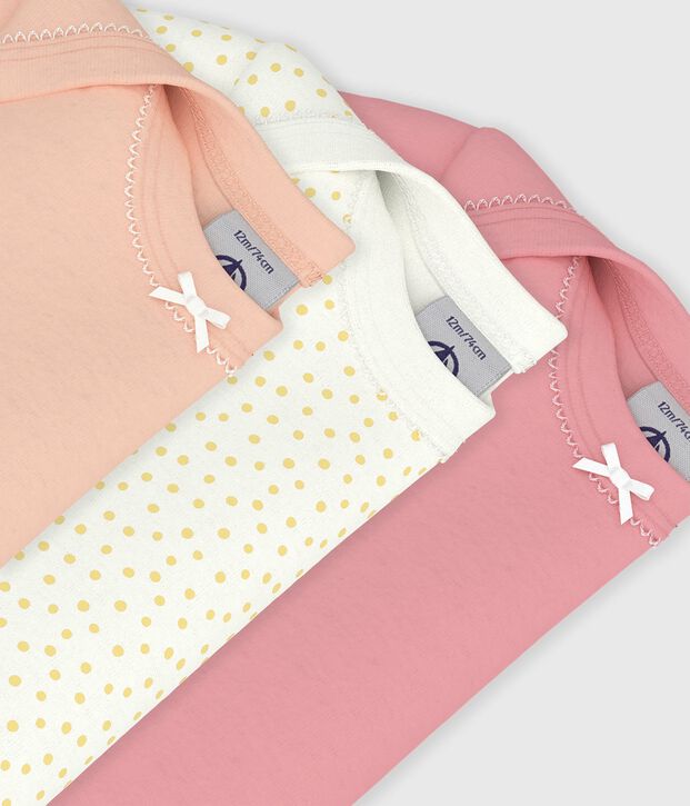 Lot de bodies manches courtes en coton imprim&eacute; uni b&eacute;b&eacute; multicouleur