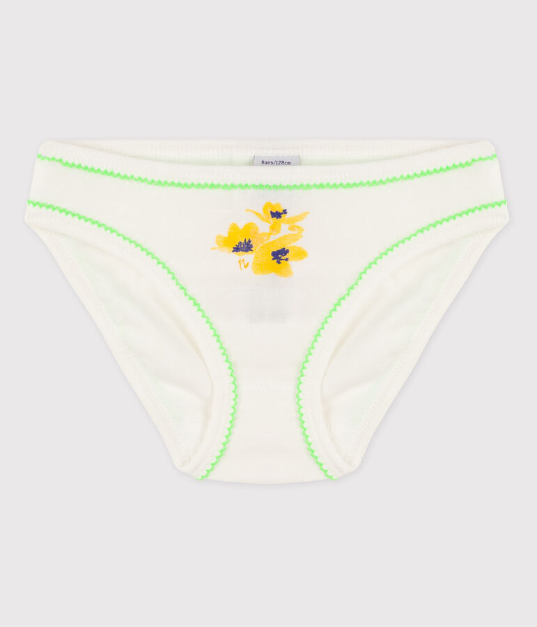 Culotte petite fille en coton blanc/vert