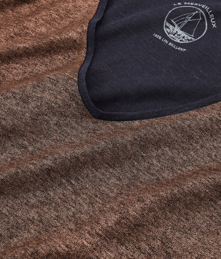 Tee-shirt manches longues femme en lin iris&eacute; bleu/rose