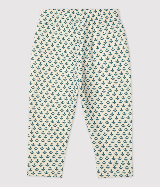 Pantalon en tubique b&eacute;b&eacute; &eacute;cru/vert