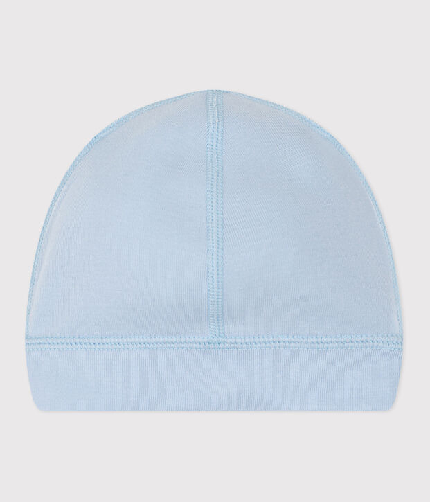 Bonnet b&eacute;b&eacute; en coton uni bleu