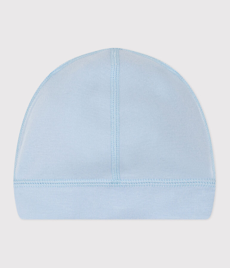 Bonnet b&eacute;b&eacute; en coton uni bleu TOUDOU