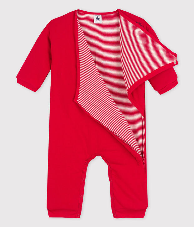 Combinaison longue en coton bio b&eacute;b&eacute; rouge