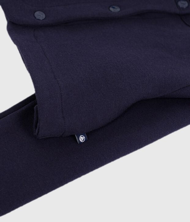 Cardigan enfant en coton uni bleu marine