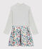 Robe manches longues en tubique enfant fille blanc MARSHMALLOW/blanc MULTICO