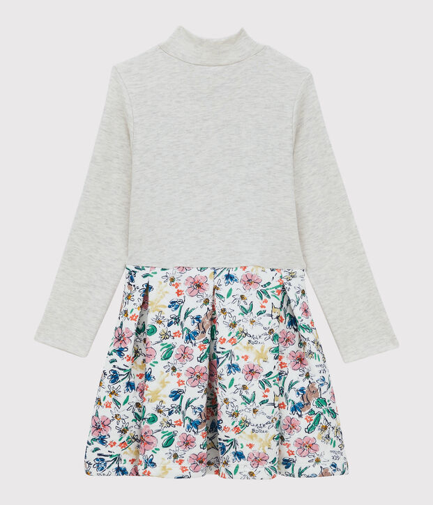 Robe manches longues en tubique enfant fille blanc/multicouleur